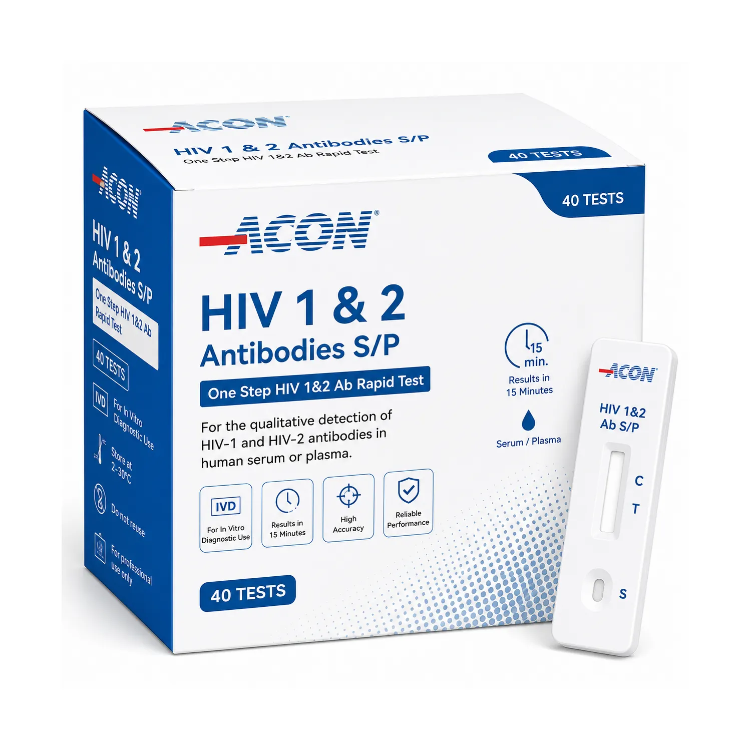 ACON HIV 1 & 2 Antibodies S/P Rapid Test – 40 Tests