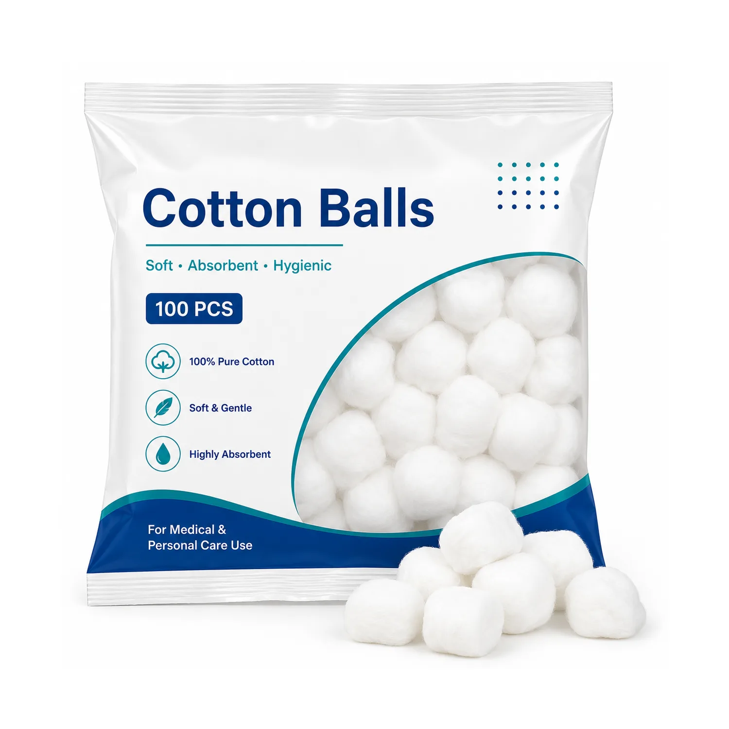 Cotton Balls – 100% Pure Cotton, 100 Pieces