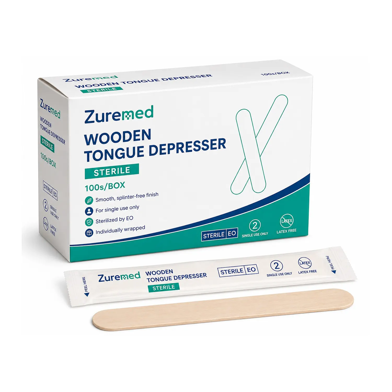 Zuremed Sterile Wooden Tongue Depressor